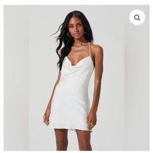 NWT ASTR The Label Medford Cowl Neck Satin Mini Dress